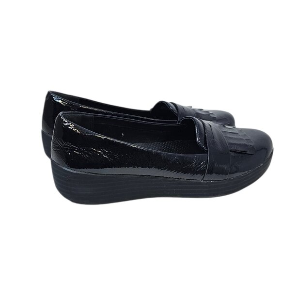 Fit Flop Womens Sneaker Loafer Fringey Patent Leather Shoes, Black, Size 7 - Picture 4 of 8